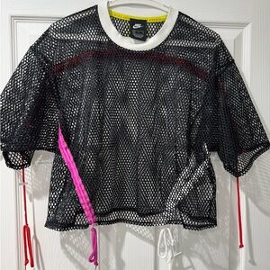Nike Black and White Mesh Top with Yellow Trim